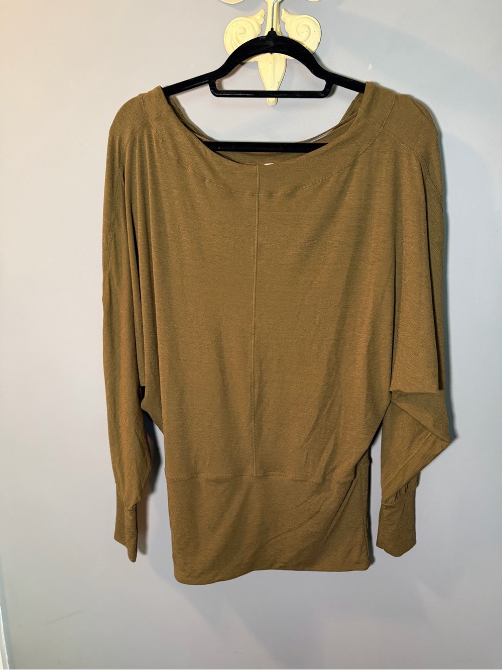FP Movement by Free People Olive Green Batwing Long Sleeve Top